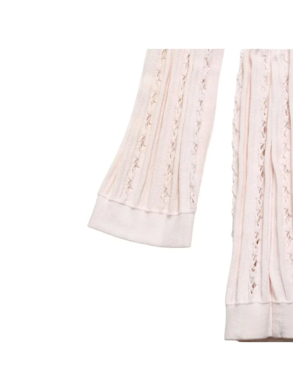 Chanel Cardigan Pearl Button CC Logo Cotton Rayon Polyester Pink